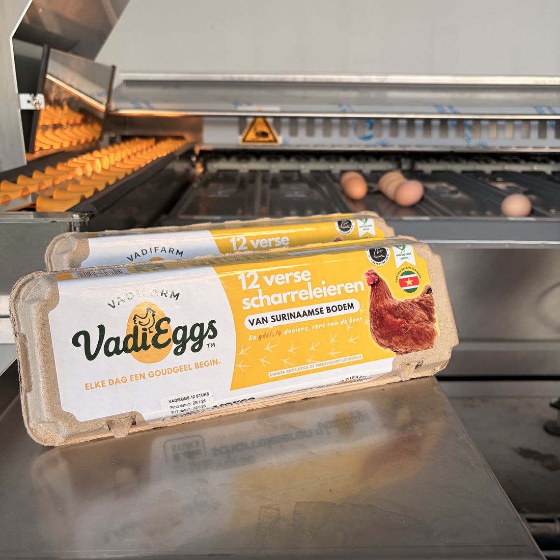 VadiEggs doosjes bij de sorteermachine